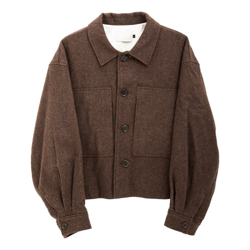 Amomento Padded Crop Wool jacket Brown AM24FWM02JK Degli Uberti
